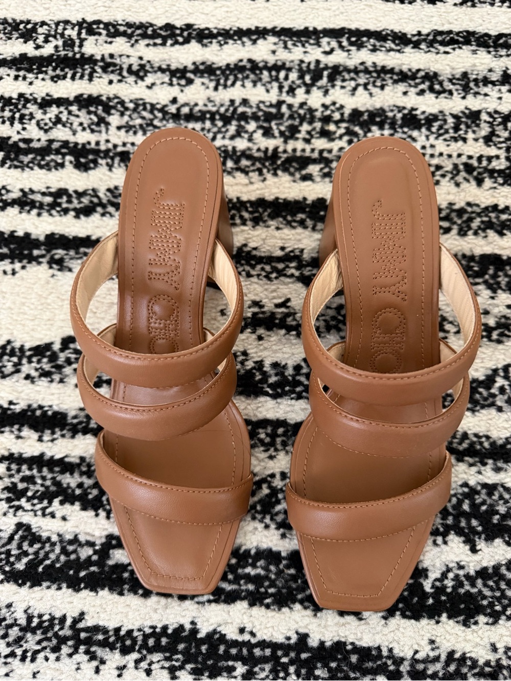 Jimmy Choo Women’s Tan Strappy Block Heel Sandals